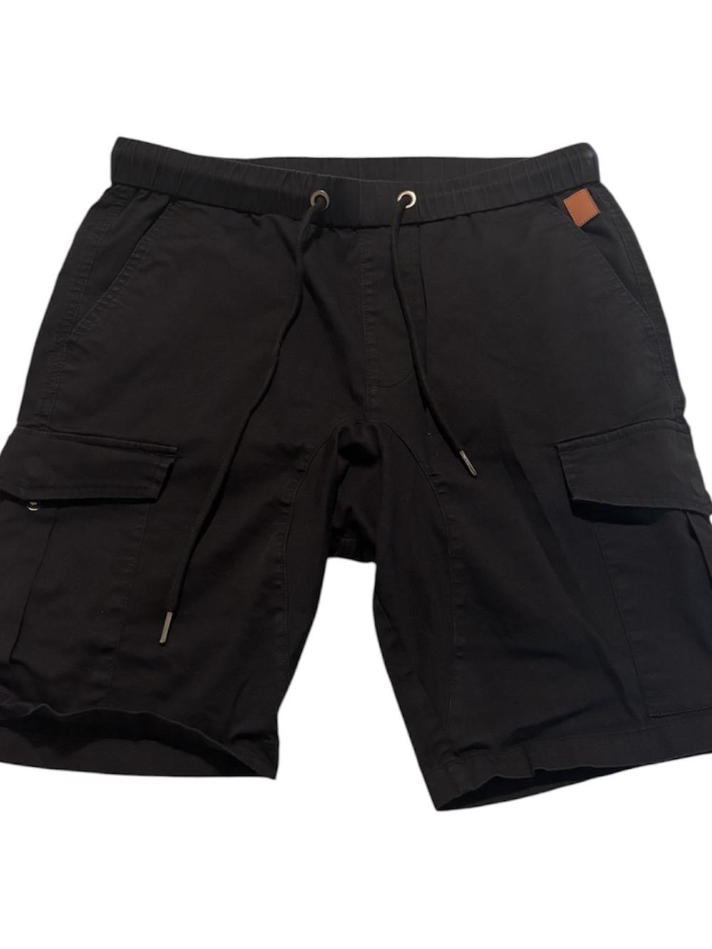 32 Degrees Black Cargo Drawstring Shorts